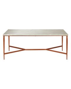 Nirav White Marble Top Coffee Table With Copper Metal Frame