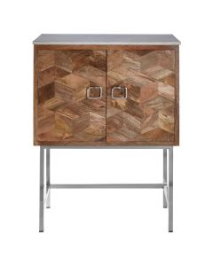Nirav Geometric Design Marble Top Wooden Storage Cabinet In Brown