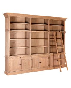 Lyon Wooden 3 Sections Bookcase With Ladder In Natural