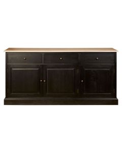 Leith Wooden Sideboard In Black With 3 Doors And 3 Drawers