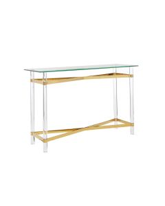 Clarence Clear Glass Console Table With Rich Gold Tones