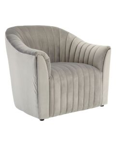 Odate Velvet Upholstered Armchair In Grey