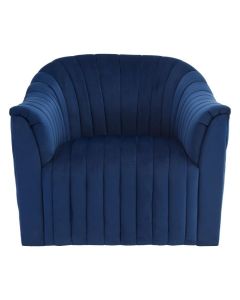 Odate Velvet Upholstered Armchair In Deep Blue