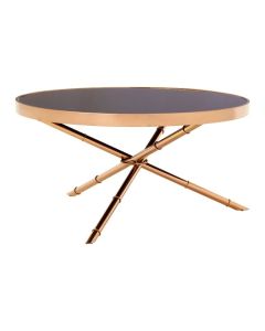Aurora Glass Top Coffee Table In Black With Rose Gold Frame
