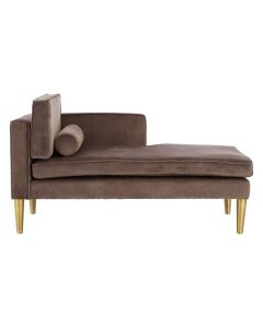 Louxor Left Arm Velvet Chaise Longue Chair In Grey