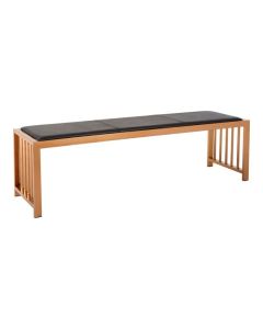 Novara Black Genuine Leather Hallway Seating Bench With Rose Gold Frame