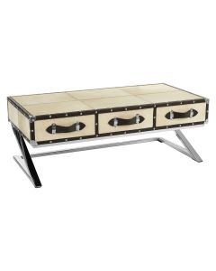 Kensington Townhouse Genuine Leather Coffee Table In Cream