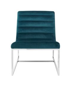 Vogue Velvet Curved Cocktail Chair In Teal