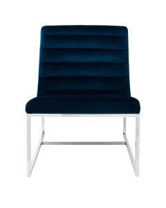 Vogue Velvet Curved Cocktail Chair In Midnight Blue