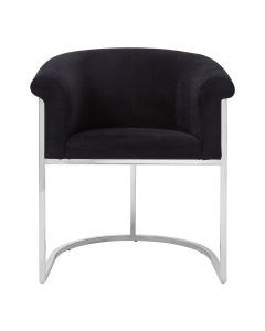 Vogue Velvet Dining Chair In Black With Chrome Stainless Steel Frame