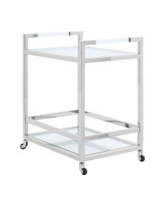 Vogue Butler Bar Trolley With 2 Tiers In Silver Metal Frame