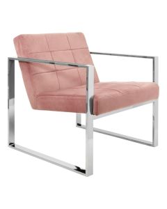 Vista Velvet Upholstered Cocktail Armchair In Pink
