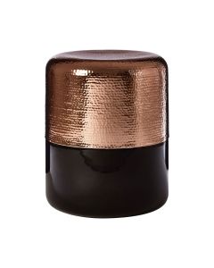 Madoc Aluminium Side Table In Copper With Black Glass Base