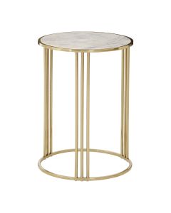 Maddox Round Marble Top Side Table With Gold Metal Frame