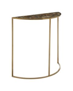 Vita Half Moon Agate Console Table In Stone With Gold Frame