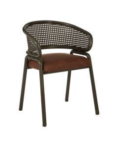 New Foundry Metal Armchair With Curved Backrest In Brown