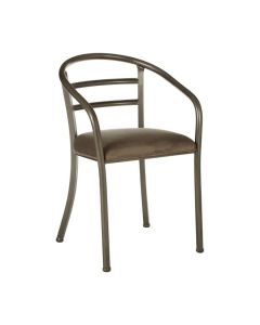 New Foundry Metal Armchair With Curved Backrest In Matt Brown
