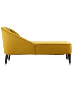 Delmas Velvet Upholstered Lounge Chaise Chair In Yellow