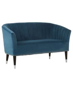 Delmas Velvet Upholstered 2 Seater Sofa In Blue