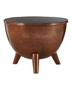 Crest Green Marble Top Side Table With Copper Metal Frame