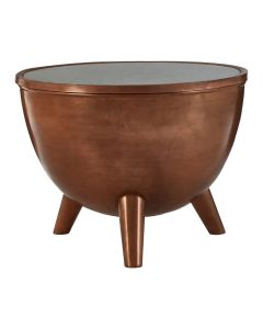 Crest White Marble Top Side Table With Copper Metal Frame