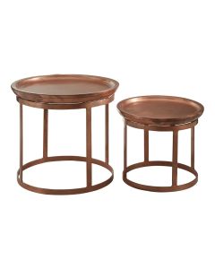 Crest Metal Set Of 2 Side Tables In Copper