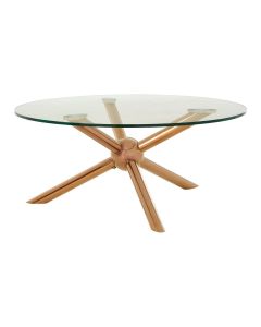 Novo Round Clear Glass Coffee Table With Rose Gold Legs