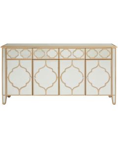 Guildford Wooden Sideboard With Crystal Mirrored Glass Doors And Drawers