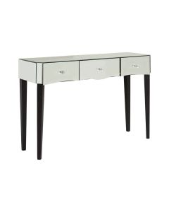 Gabriella Mirrored Glass Console Table With Black Wooden Legs