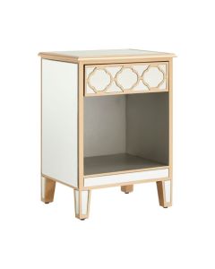 Gainell Wooden Side Table With Mirrored Glass Fronts