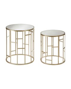 Avantis Mirrored Set Of 2 Side Tables With Asymmetrical Frame