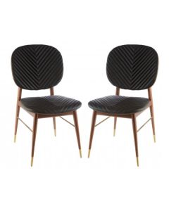 Kenso Black Faux Leather Dining Chairs In Pair