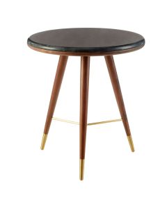 Kenso Dark Grey Marble Top End Table With Walnut Legs