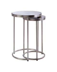 Ryla Antique Glass Nest Of 2 Tables In Silver