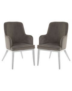 Enschede Grey Velvet Dining Chairs In Pair