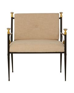 Monroe Polyester Mix Lounge Chair With Black Metal Frame