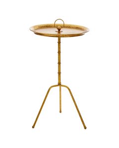 Monroe Small Steel Accent Table In Distressed Gold