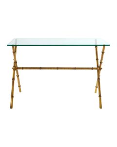 Monroe Clear Console Table With Distressed Gold Metal Frame