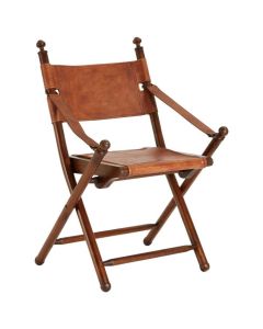 Inca Genuine Leather Folding Armchair In Brown