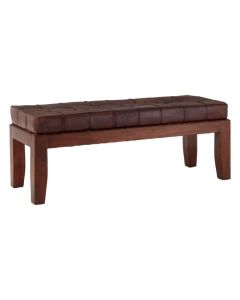 Inca Faux Leather Dining Bench In Antique Brown