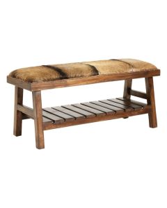 Inca Faux Leather Dining Bench In Brown Goat
