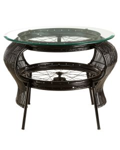 Mantis Round Clear Glass Coffee Table With Black Metal Frame