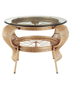 Mantis Clear Glass Coffee Table With Champagne Gold Metal Frame
