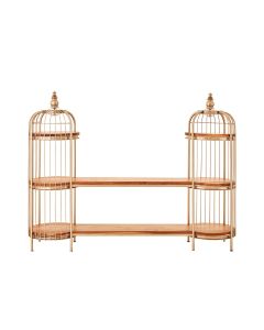 Mantis Long Metal Shelving Unit In Champagne Gold