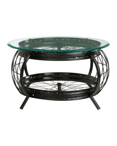 Mantis Clear Glass Coffee Table With Black Metal Frame