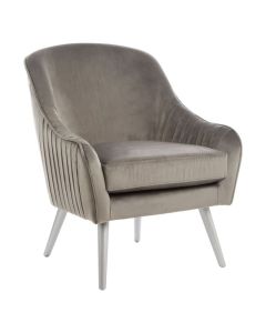 Lleida Velvet Upholstered Armchair In Grey