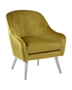 Lleida Velvet Upholstered Armchair In Mustard