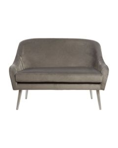 Lalette Velvet 2 Seater Sofa In Grey With Natural Wooden Legs