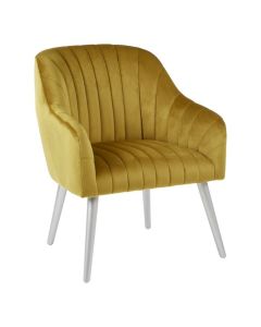 Lleida Fabric Upholstered Armchair In Mustard