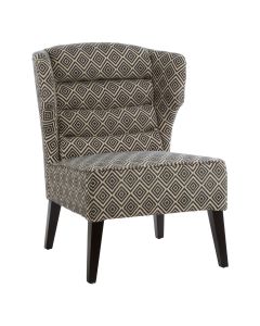 Regents Fabric Accent Chair In Black And White With Wooden Legs